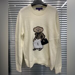 Ralph Lauren Beige Sweater with Bear Design